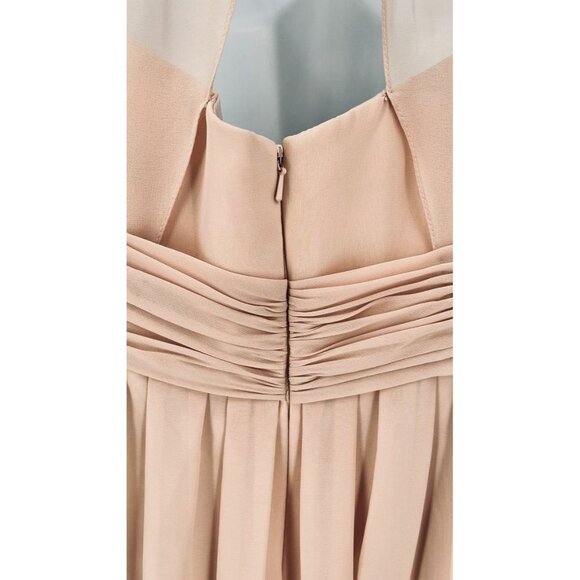 Sorella VIta Chiffon Halter Bridesmaid Dress Peach Knee Length Size 10 - Picture 6 of 9
